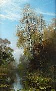 Mauritz Lindstrom Lake Scene in Autumn Spain oil painting artist